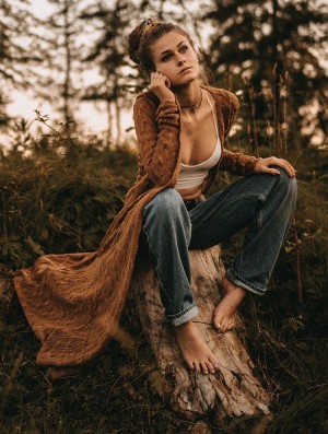 Cardigan Toonzshop Boheme Crochet Long Cardigan Dama Rusty | KLNYCBR-28