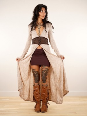 Cardigan Toonzshop Boho Maxi Cardigan With Crochet Detail Dama Bej | BQHKAWL-60