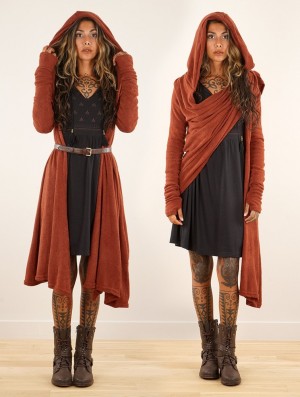 Cardigan Toonzshop Danaeriz Long Sleeve Hooded Shawl Cardigan Dama Sienna | XFAGIQU-78