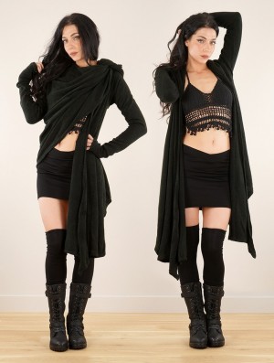 Cardigan Toonzshop Danaeriz Long Sleeve Hooded Shawl Cardigan Dama Negrii | ROLTKGE-48