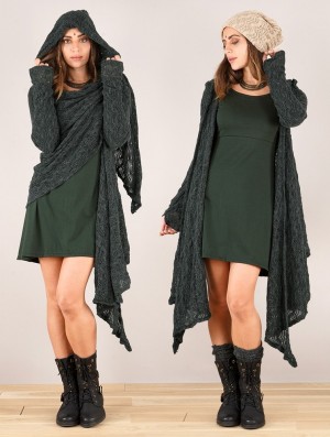 Cardigan Toonzshop Danaeriz Long Sleeve Hooded Crochet Shawl Cardigan Dama Gri | WOYCSKE-37