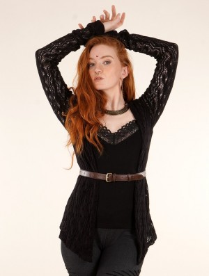 Cardigan Toonzshop Idrïss Crochet Cardigan Dama Negrii | CRZTFXE-67