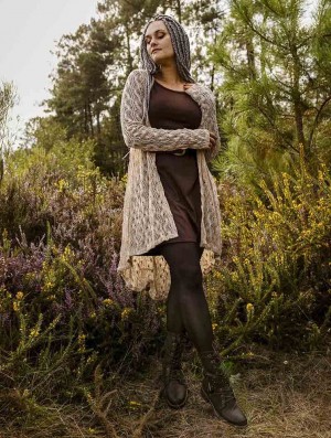 Cardigan Toonzshop Kalyäa Crochet Cardigan Dama Bej | FCQMNGY-79