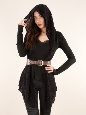 Cardigan Toonzshop Lakyäa Rmx Bi-material Cardigan Dama Negrii | QRGZYNE-83