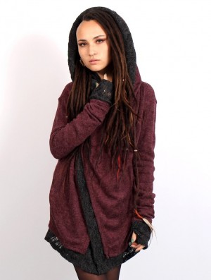 Cardigan Toonzshop Namkha Nitya Crochet Cardigan Dama Wine | OKLTECD-58
