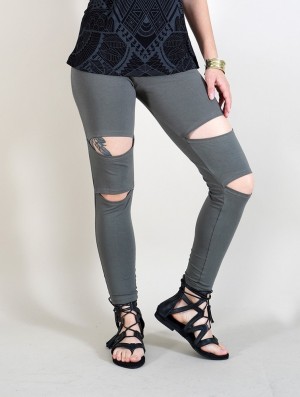 Colanti Toonzshop Mata Kaki Long Leggings Dama Albastru Deschis Gri | KQWSFNY-71