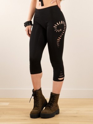 Colanti Toonzshop Niram Cut-out 3/4 Leggings Dama Negrii | FGVUHWR-04