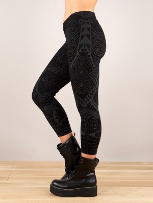 Colanti Toonzshop Rinji Africa Printed ¾ Legging Dama Negrii | EAQSPNC-27