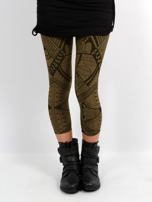 Colanti Toonzshop Rinji Africa Printed ¾ Leggings Dama Verzi | IZQNWAU-64