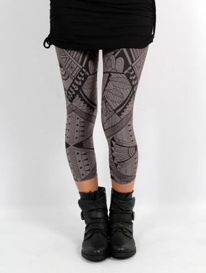 Colanti Toonzshop Rinji Africa Printed ¾ Legging Dama Charcoal | BKLMOYD-04