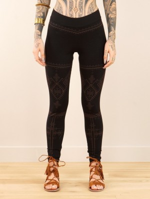 Colanti Toonzshop Rinji Thiziri Printed Long Leggings Dama Negrii | HQOTKCE-06