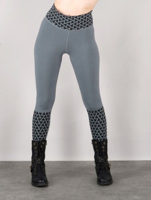 Colanti Toonzshop Tetris Printed Long Leggings Dama Gri Deschis | MJFLARO-73