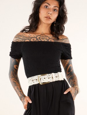 Curea Toonzshop Nelya Crochet Knit Waist Belt Dama Bej | NDQRJLU-09