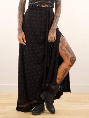 Fusta Toonzshop Eressea Umbas Printed Long Skirt Dama Negrii | IKEWXJV-09