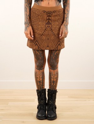 Fusta Toonzshop Minthara Africa Printed Mini Skirt Dama Caramel | FNOWUXG-38