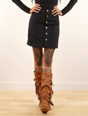 Fusta Toonzshop Ninwë Denim Mini Skirt Dama Negrii | NYBIWDA-87