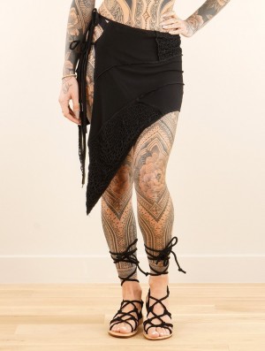 Fusta Toonzshop Sayna Bi-material 2 In 1 Skirt Top Dama Negrii | AEZGJFQ-47