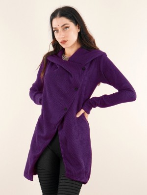 Geaca Toonzshop Panimya Large Collar Crossed Front Jacket Dama Violet | BAGTFSE-35