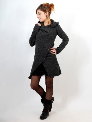 Geaca Toonzshop Panimya Large Collar Crossed Front Jacket Dama Gri | NZBICHD-56