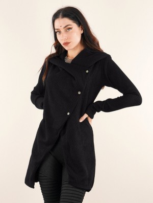 Geaca Toonzshop Panimya Large Collar Crossed Front Jacket Dama Negrii | XOAQFRS-32