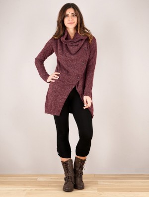 Geaca Toonzshop Panimya Large Collar Crossed Front Jacket Dama Wine | RQDLXMB-73