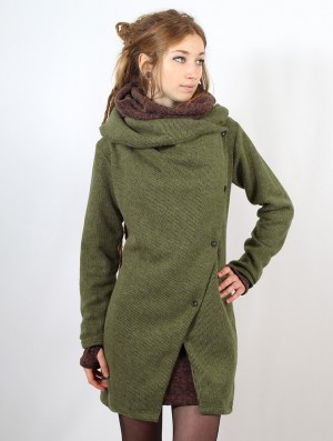 Geaca Toonzshop Panimya Large Collar Crossed Front Jacket Dama Verzi | NSKMTIZ-27