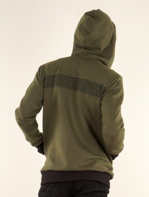 Hanorac cu Gluga Toonzshop Námo Swastika Printed Zipped Hoodie Barbati Masline Verzi Verzi | VMOGRIB-29