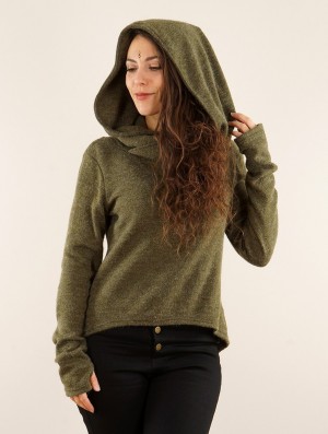 Hanorac cu Gluga Toonzshop Oxymöre Mini Hoodie Dama Kaki Verzi | FPWOGJH-79