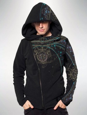 Hanorac cu Gluga Toonzshop Portal Zip Up Hoodie Barbati Negrii | XNJKBIA-35