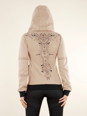 Hanorac cu Gluga Toonzshop Vidar Zohraa Zipped Hoodie Dama Bej | KSBCJFT-86