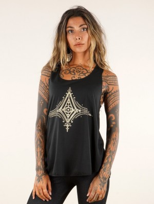 Maiou Toonzshop Freyliss Printed Tank Top Dama Negrii Aurii | MDQHYKI-12