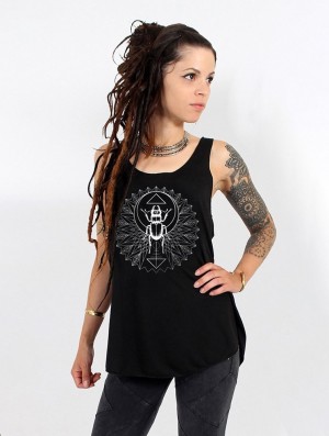 Maiou Toonzshop Geometric Scarab Printed Tank Top Dama Negrii Argintii | SJTUOAE-84