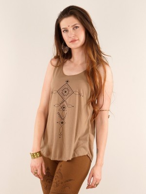 Maiou Toonzshop Luunja Printed Tank Top Dama Maro Negrii | GHKWJMY-37
