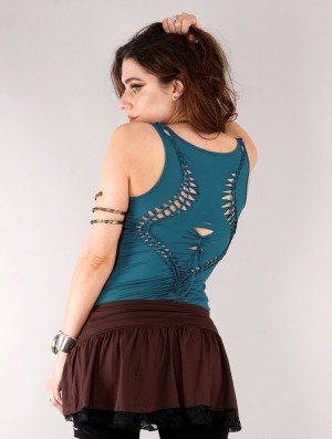Maiou Toonzshop Naoko Tank Top Dama Teal | BKTDRWV-96