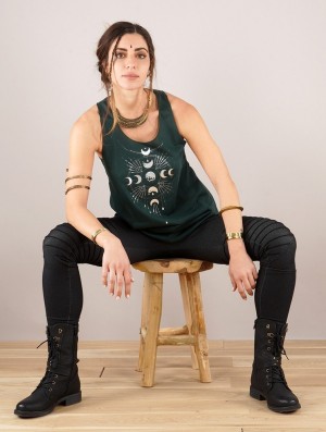 Maiou Toonzshop Phase Lune Printed Tank Top Dama Argintii | IKQMSAL-21