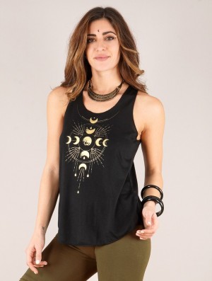 Maiou Toonzshop Phase Lune Printed Tank Top Dama Negrii Aurii | KYRCSJZ-56