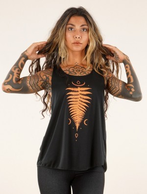 Maiou Toonzshop Shartiva Printed Tank Top Dama Negrii Portocalii | EFZNVGM-05