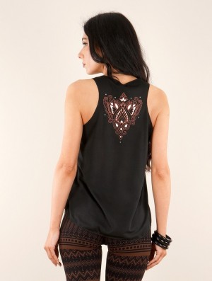 Maiou Toonzshop Talah Printed Tank Top Dama Negrii Maro | TSXRBGH-25