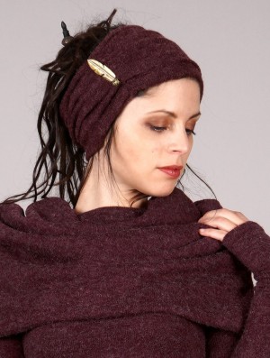 Palarie Toonzshop Aikköoz Feathered Headband Dama Wine | ZYHJQMI-42