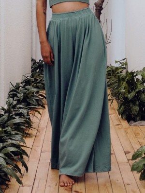 Pantaloni Toonzshop Booh Flared Loose Pants Dama Verzi | QXWPFTJ-92