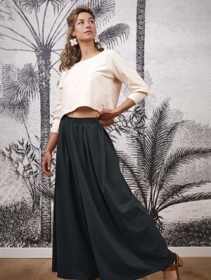 Pantaloni Toonzshop Booh Flared Loose Pants Dama Gri | QTMWYZP-81