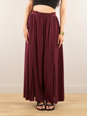 Pantaloni Toonzshop Félise Split Loose Pants Dama Wine | QALWEIN-62
