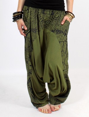 Pantaloni Toonzshop Ginie Africa Printed Light Harem Pants Dama Verzi Negrii | JUILKPE-52