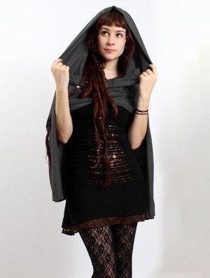 Poncho-uri Toonzshop Magik Hooded Cape Dama Gri Inchis | SYRVLPI-68