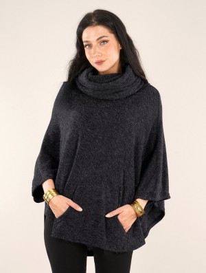 Poncho-uri Toonzshop Poncho "Taraka" Dama Gri Inchis | SDALXOR-40