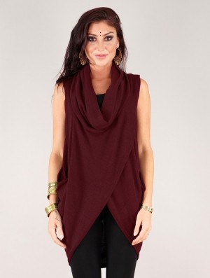 Pulover Toonzshop Amala Sleeveless Thin Pullover Dama Wine | BLWJSIZ-62