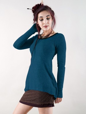 Pulover Toonzshop Bohemian Tunic Pullover Dama Albastri | CWXHDAB-25
