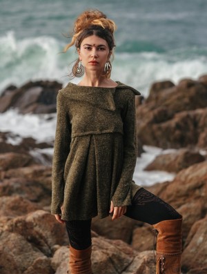 Pulover Toonzshop Ekantika Tunic Pullover Dama Verzi | YNQIMWO-10