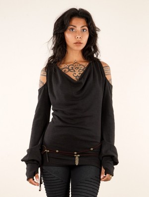 Pulover Toonzshop Elixir Bare Shoulder Pullover Dama Negrii | XKMDHLB-78