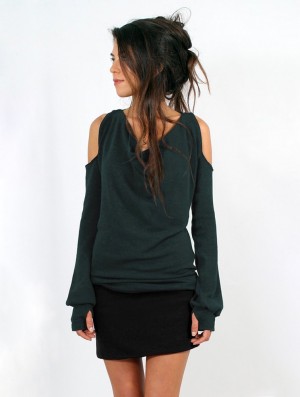 Pulover Toonzshop Elixir Bare Shoulder Pullover Dama Teal | WOASNHU-72